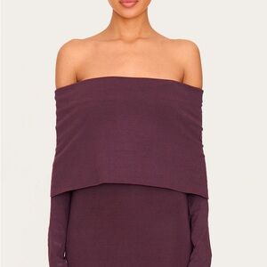 PrettyLittleThing Strapless Plum Dress